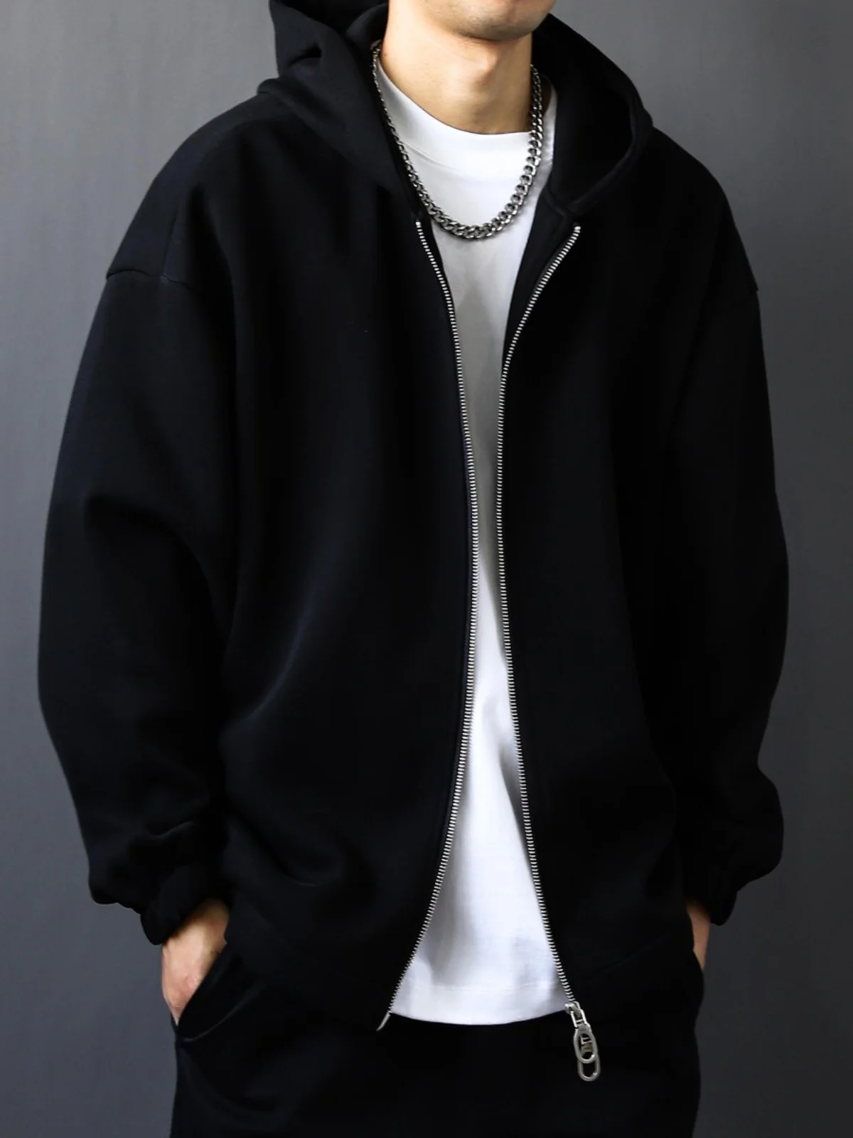 Bla Japanese Sle Zipper Hoodie ex Heavyweight oulder Sve Spring Autumn Faionable Casual Long Sve Jaet
Bla Japanese Sle Zipper Hoodie ex Heavyweight oulder Sve Spring Autumn Faionable Casual Long Sve Jaet
