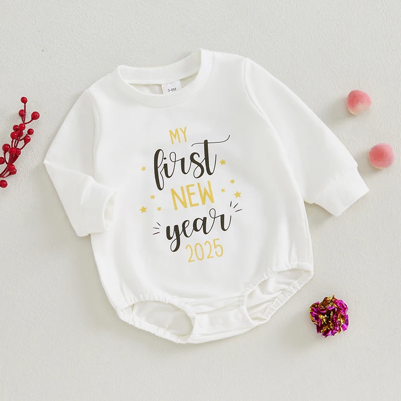 Suefunskry Baby Cute New Year Romper Long Sleeve Round Neck Letter Number Print Loose Fit Romper for Spring Fall
Suefunskry Baby Cute New Year Romper Long Sleeve Round Neck Letter Number Print Loose Fit Romper for Spring Fall