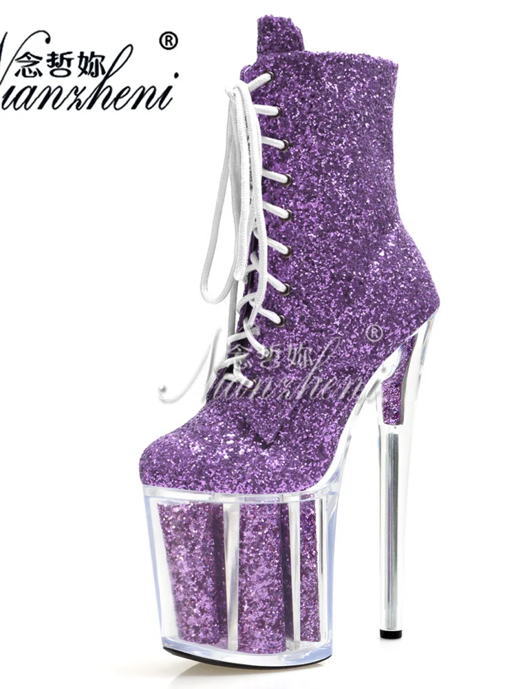 Purple Glitter High Heels Ankle Boots 20CM Platform 8inch Sexy Exotic Stripper Pole Dance Gothic Stage Microfiber Fetish Shoes
Purple Glitter High Heels Ankle Boots 20CM Platform 8inch Sexy Exotic Stripper Pole Dance Gothic Stage Microfiber Fetish Shoes