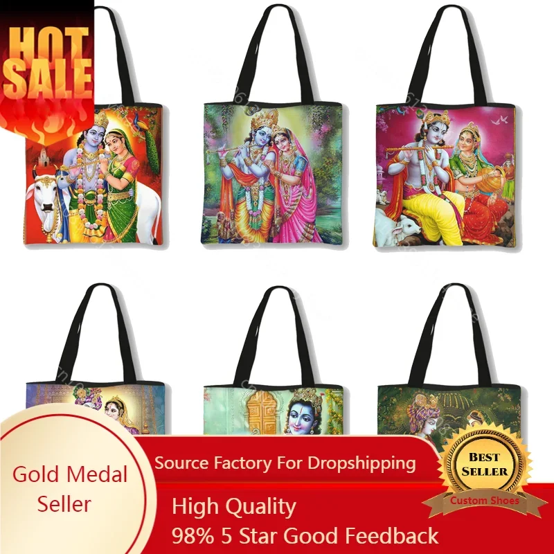 Nice Radha Krishna Women Shoulder Bag Radha Krishna Large Capacity Totes Bags Eco Reusable Shopper Bags Canvas Handbag
Nice Radha Krishna Women Shoulder Bag Radha Krishna Large Capacity Totes Bags Eco Reusable Shopper Bags Canvas Handbag