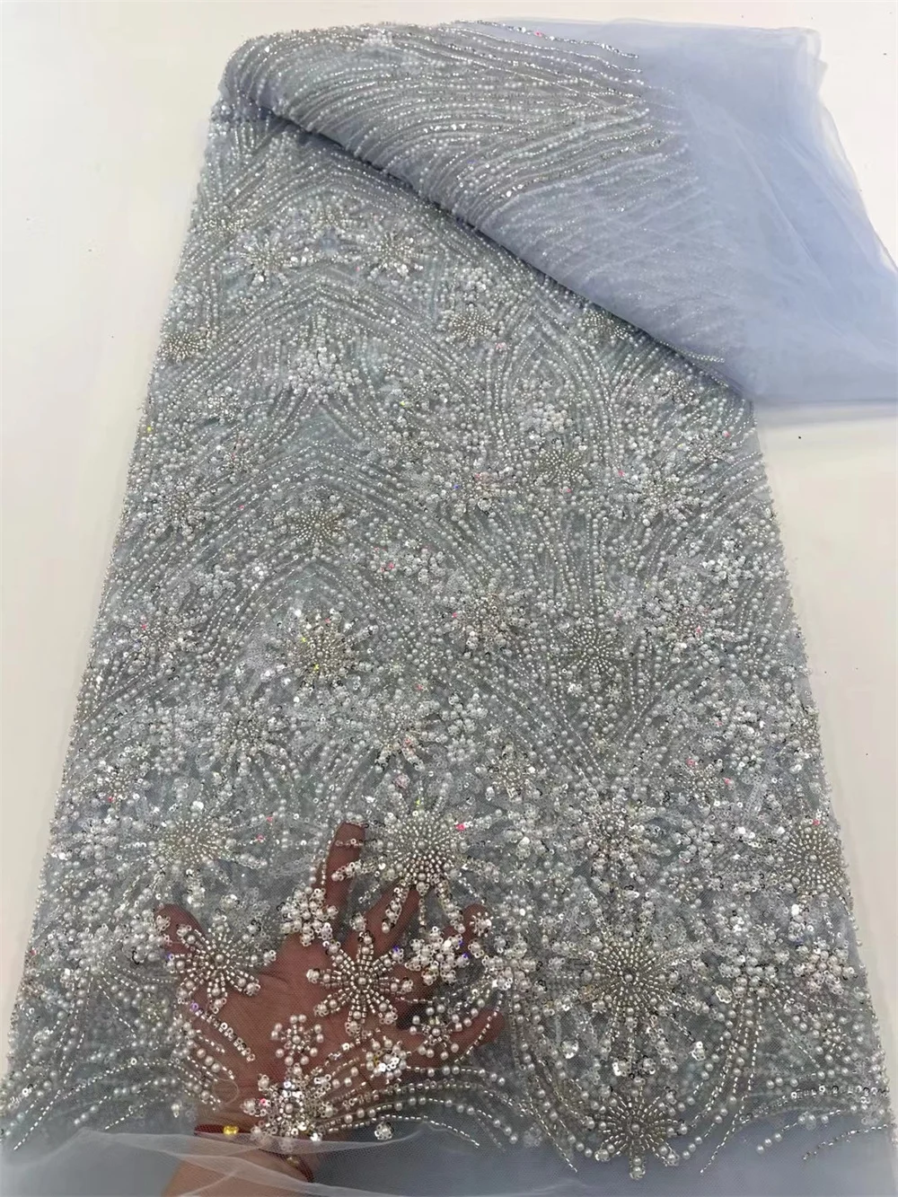 African Embroidered Fabrics With Beads African Lace Fabric 2025 High Quality 5 Yards Embroidered Fabric For Evening Dress A949-1
African Embroidered Fabrics With Beads African Lace Fabric 2025 High Quality 5 Yards Embroidered Fabric For Evening Dress A949-1