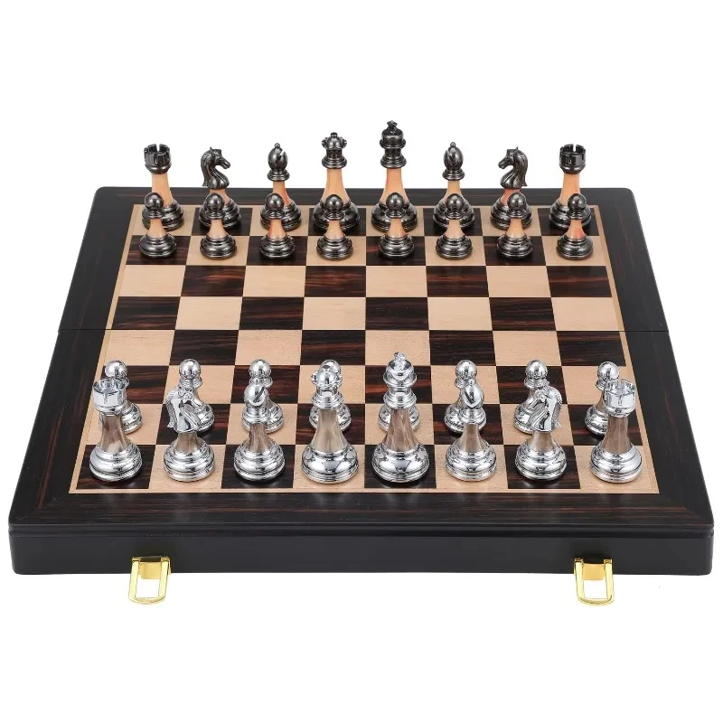 Chess Set Metal Silver Black Wooden Board Box Weighted Pieces Set
Chess Set Metal Silver Black Wooden Board Box Weighted Pieces Set