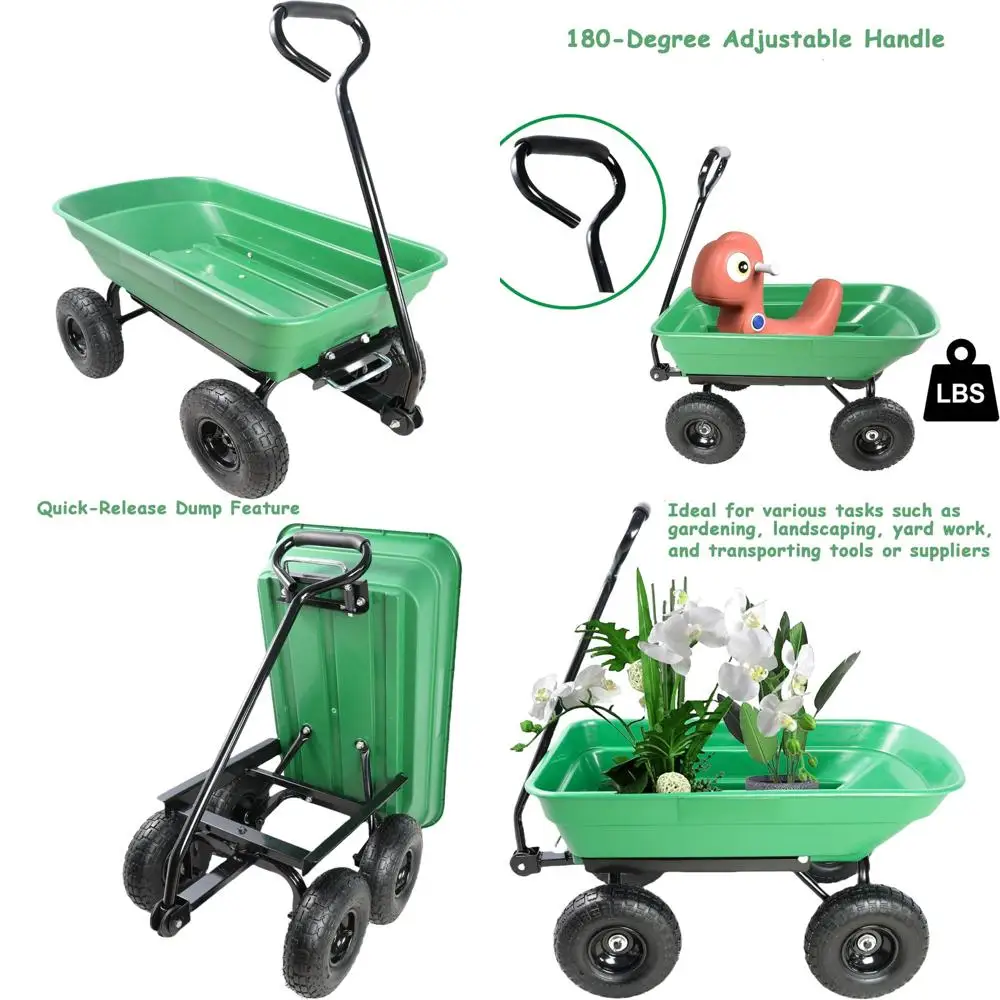 Outdoor Garden Utility Yard Wagon with Steel Frame, 300 lb Capacity, Heavy-Duty Dump Cart on Wheels for Gardening Tasks
Outdoor Garden Utility Yard Wagon with Steel Frame, 300 lb Capacity, Heavy-Duty Dump Cart on Wheels for Gardening Tasks