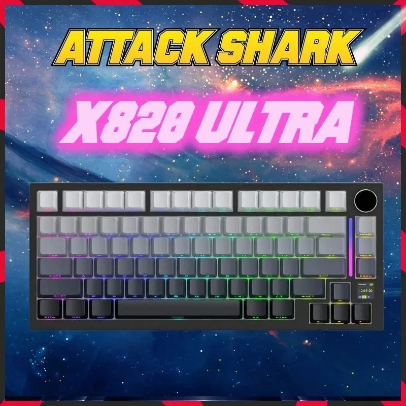 Механическая клавиатура ATTACK SHARK X820Ultra, 75% Gasket-mount, Bluetooth/2.4G беспроводная/проводная механическая клавиатура
Механическая клавиатура ATTACK SHARK X820Ultra, 75% Gasket-mount, Bluetooth/2.4G беспроводная/проводная механическая клавиатура