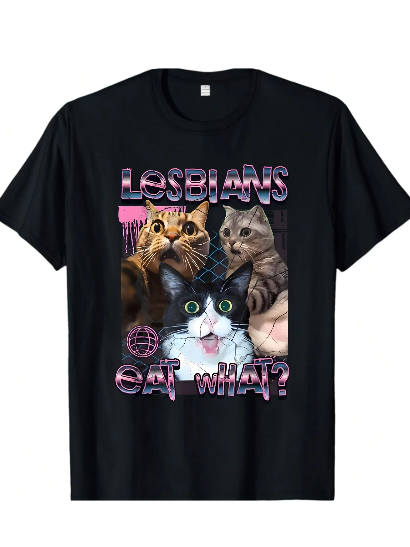 Women's plus size casual T-shirt "What do lesbians eat" cat pattern print summer fashion round neck knitted fabric
Women's plus size casual T-shirt "What do lesbians eat" cat pattern print summer fashion round neck knitted fabric
