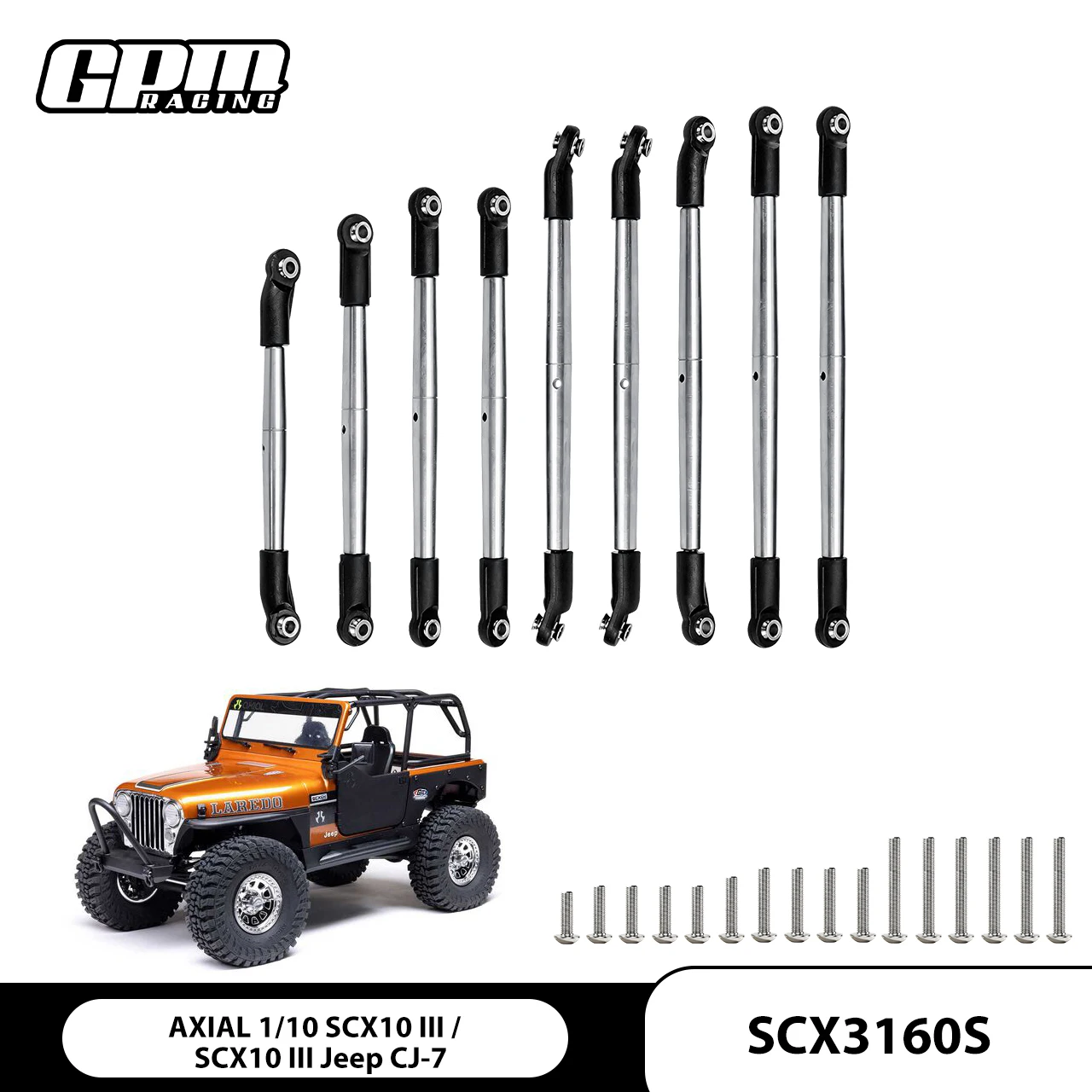 GPM Stainless Steel Adjustable Tie Rods For AXIAL SCX10 III Jeep Wrangler
GPM Stainless Steel Adjustable Tie Rods For AXIAL SCX10 III Jeep Wrangler