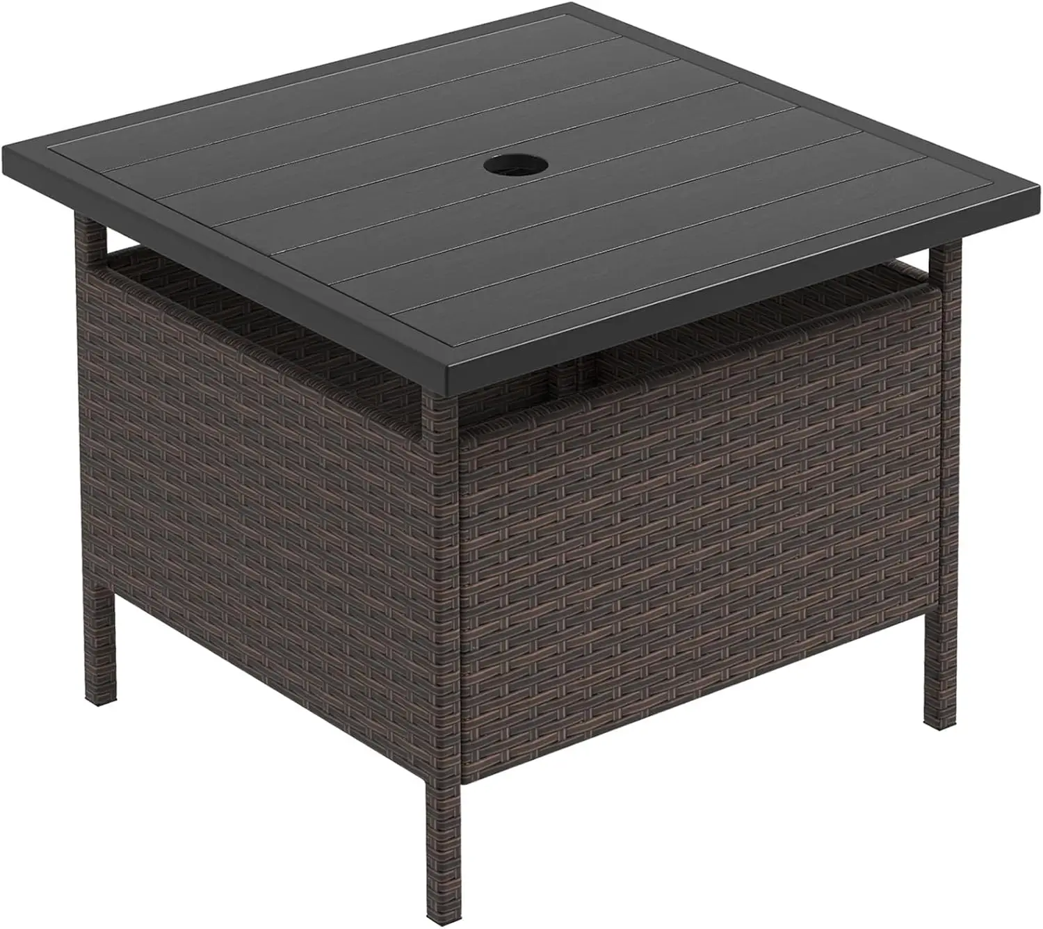 Outdoor Side Table with 2" Umbrella Hole, Rattan Patio Bistro Table, Heavy Duty Metal Frame, HDPE Top for Deck Garden Poolside
Outdoor Side Table with 2" Umbrella Hole, Rattan Patio Bistro Table, Heavy Duty Metal Frame, HDPE Top for Deck Garden Poolside