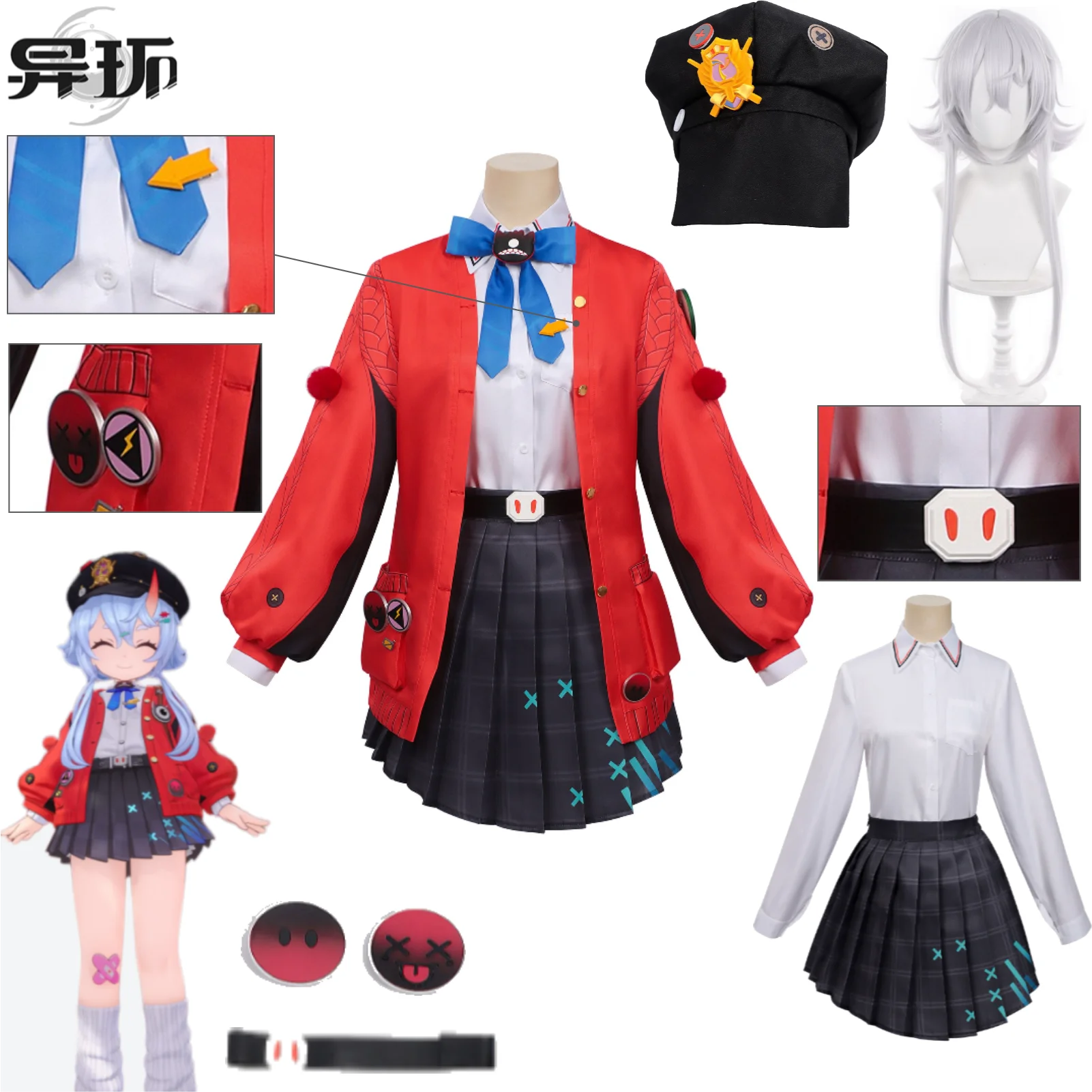 Sagiri Cosplay Costume Neverness To Everness Sagiri Demon Girl White Hair Red Horn Black Beret Full Set Anime Role Play Outfit
Sagiri Cosplay Costume Neverness To Everness Sagiri Demon Girl White Hair Red Horn Black Beret Full Set Anime Role Play Outfit