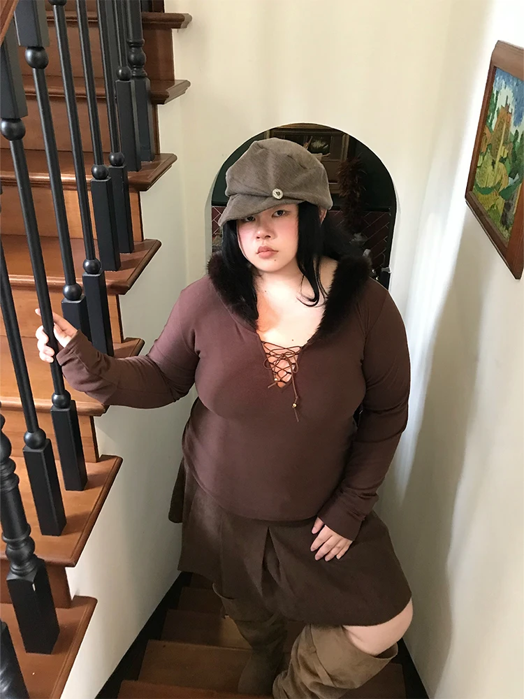 Onism plus Size Women's Long Sve T-irt V-Ne Knitted Belted Base Layer Top Korean Sle Slim Fit Boting Tee
Onism plus Size Women's Long Sve T-irt V-Ne Knitted Belted Base Layer Top Korean Sle Slim Fit Boting Tee