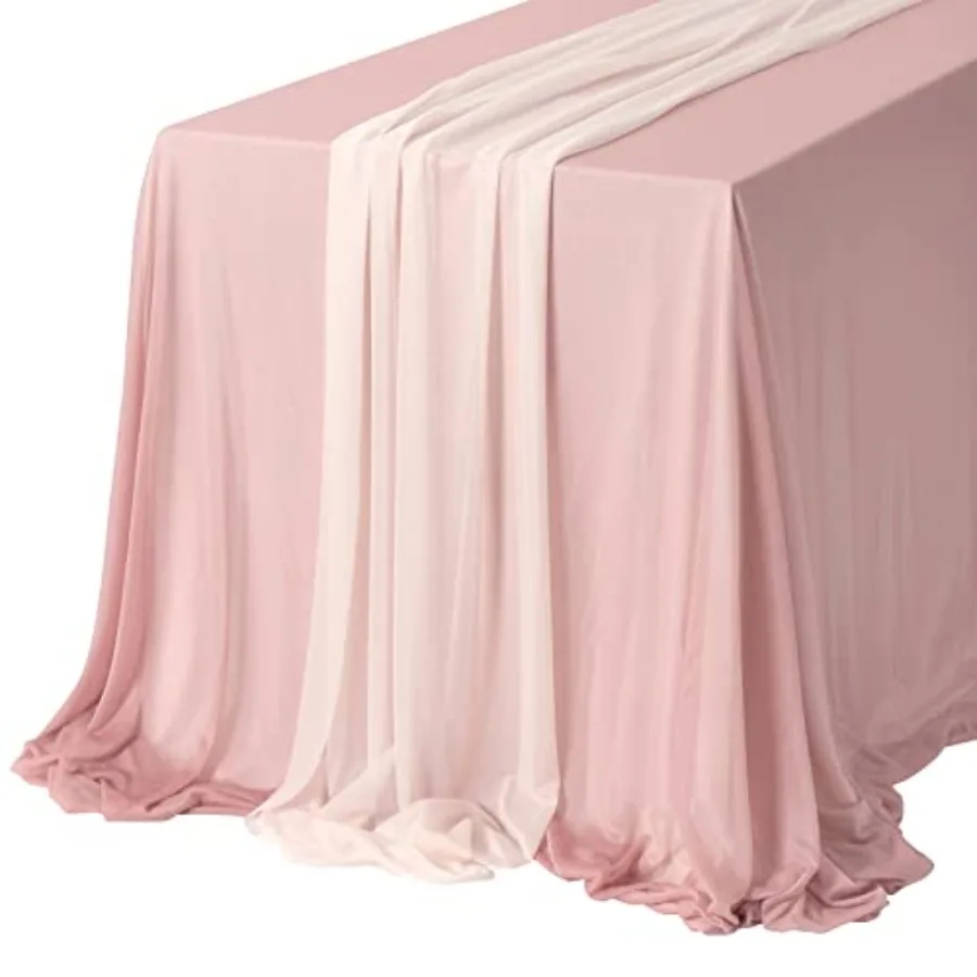 Sheer Chiffon Table Cloth and Runner Set for 3x4ft Rectangle Table Decor in and Blush for Wedding Reception and Parties
Sheer Chiffon Table Cloth and Runner Set for 3x4ft Rectangle Table Decor in and Blush for Wedding Reception and Parties