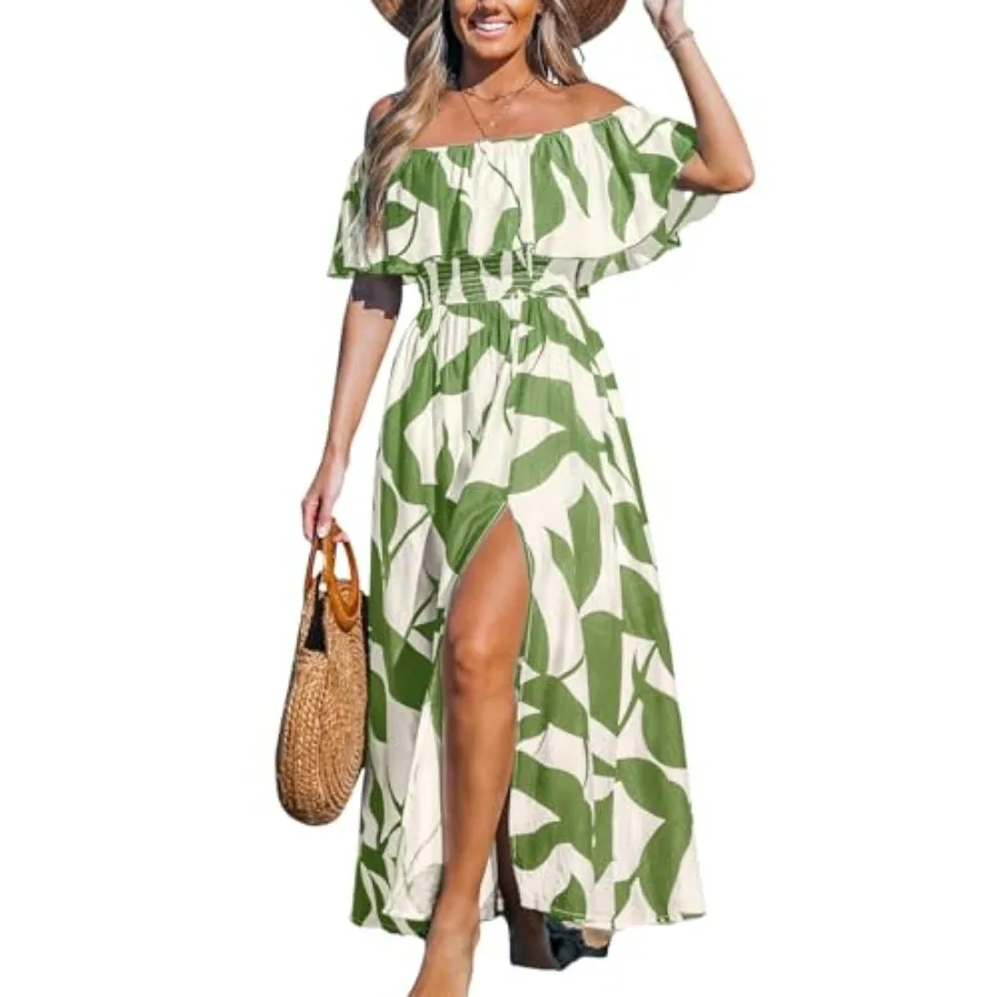 CUPSHE Women Ruffle Floral Maxi Summer Dress Off Shoulder Short Sleeve Backless Flounce Bodice Slit Hem Beach Dresses
CUPSHE Women Ruffle Floral Maxi Summer Dress Off Shoulder Short Sleeve Backless Flounce Bodice Slit Hem Beach Dresses
