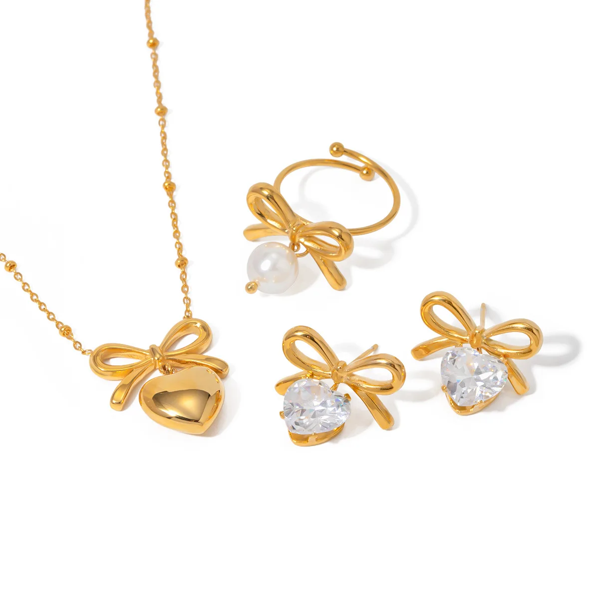 Stainless Steel PVD 18K Gold Plated Tarnish Waterproof Knot Clear Gem Heart Earrings For Woman Jewelry Wholesale INS
Stainless Steel PVD 18K Gold Plated Tarnish Waterproof Knot Clear Gem Heart Earrings For Woman Jewelry Wholesale INS