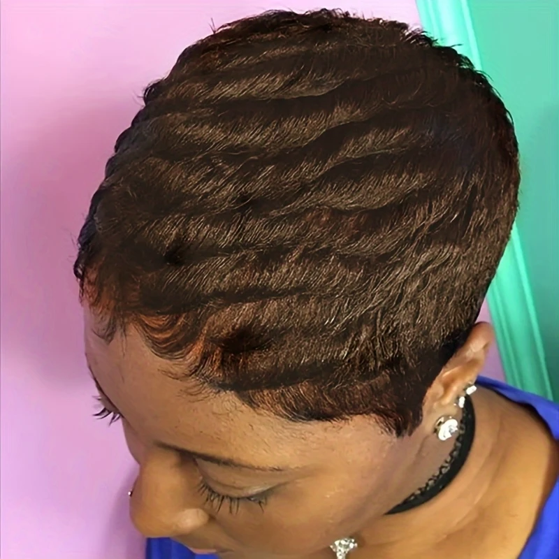 4inch 30/4/black color machine made wig 150% density remy hair wig short layered pixie cut human hair wig for women party use 
4inch 30/4/black color machine made wig 150% density remy hair wig short layered pixie cut human hair wig for women party use