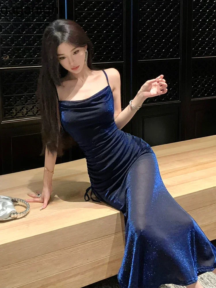 Women Socialite Sparkling Aura Strapless Waist Cinched Mid Length Dress 2025 Summer Pleated Camisoles Banquet Dresses
Women Socialite Sparkling Aura Strapless Waist Cinched Mid Length Dress 2025 Summer Pleated Camisoles Banquet Dresses