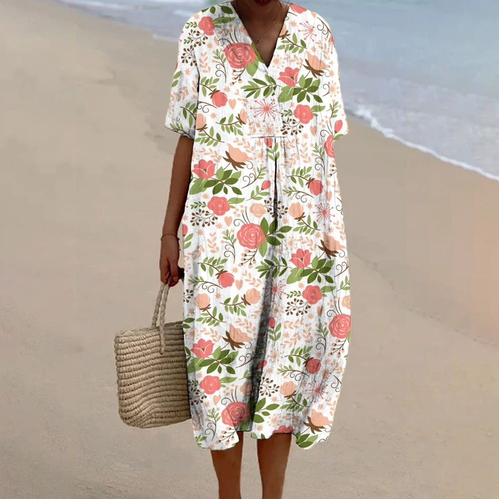 Boho Breezy Fluttery Dress Romantic Blooming Flowers Prints Robes Women’s Beach Vacation Suit Floral-Adorned Clothes Dresses
Boho Breezy Fluttery Dress Romantic Blooming Flowers Prints Robes Women’s Beach Vacation Suit Floral-Adorned Clothes Dresses
