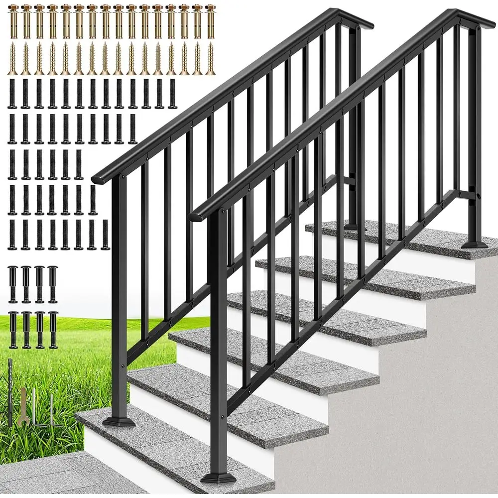 67.6 Black Oval Outdoor Stair Handrails with Safety Balusters for Porch, Deck, or Indoor Steps (6-Step)
67.6 Black Oval Outdoor Stair Handrails with Safety Balusters for Porch, Deck, or Indoor Steps (6-Step)