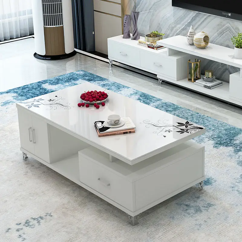 New modern minimalist painted coffee table for home use, tempered glass living room, small-sized tea table, TV cabinet combinati
New modern minimalist painted coffee table for home use, tempered glass living room, small-sized tea table, TV cabinet combinati
