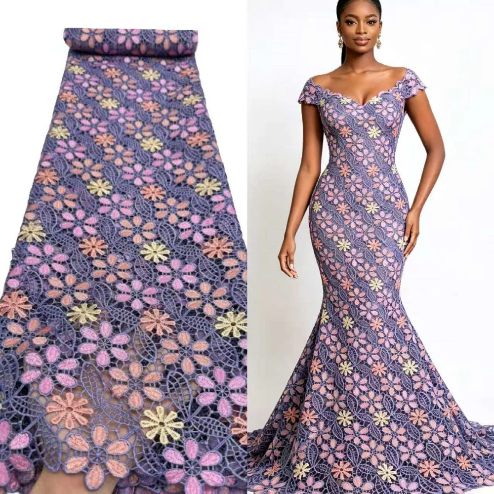 African Nigerian Style Purple Base Pink & Gold Multi-Color Floral Embroidery Lace Fabric, Pastel Hollow Mesh Tulle Material for
African Nigerian Style Purple Base Pink & Gold Multi-Color Floral Embroidery Lace Fabric, Pastel Hollow Mesh Tulle Material for