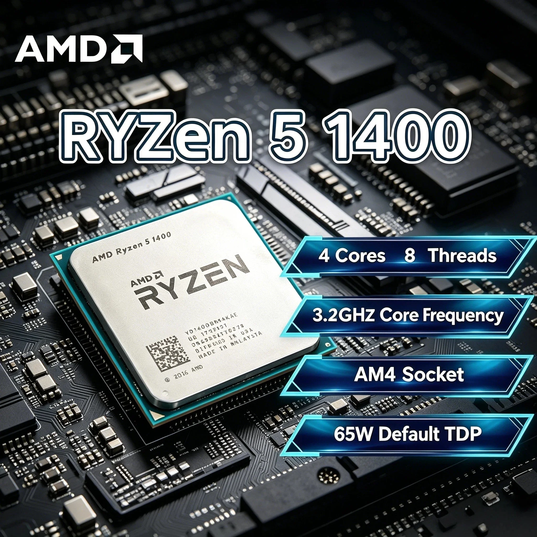 Ryzen 5 1400 AMD 4C 8T 3.4GHz Unlocked AM4 Desktop CPU Gaming Processor Without Package R5 1400 New Gift 8K HD Max
Ryzen 5 1400 AMD 4C 8T 3.4GHz Unlocked AM4 Desktop CPU Gaming Processor Without Package R5 1400 New Gift 8K HD Max