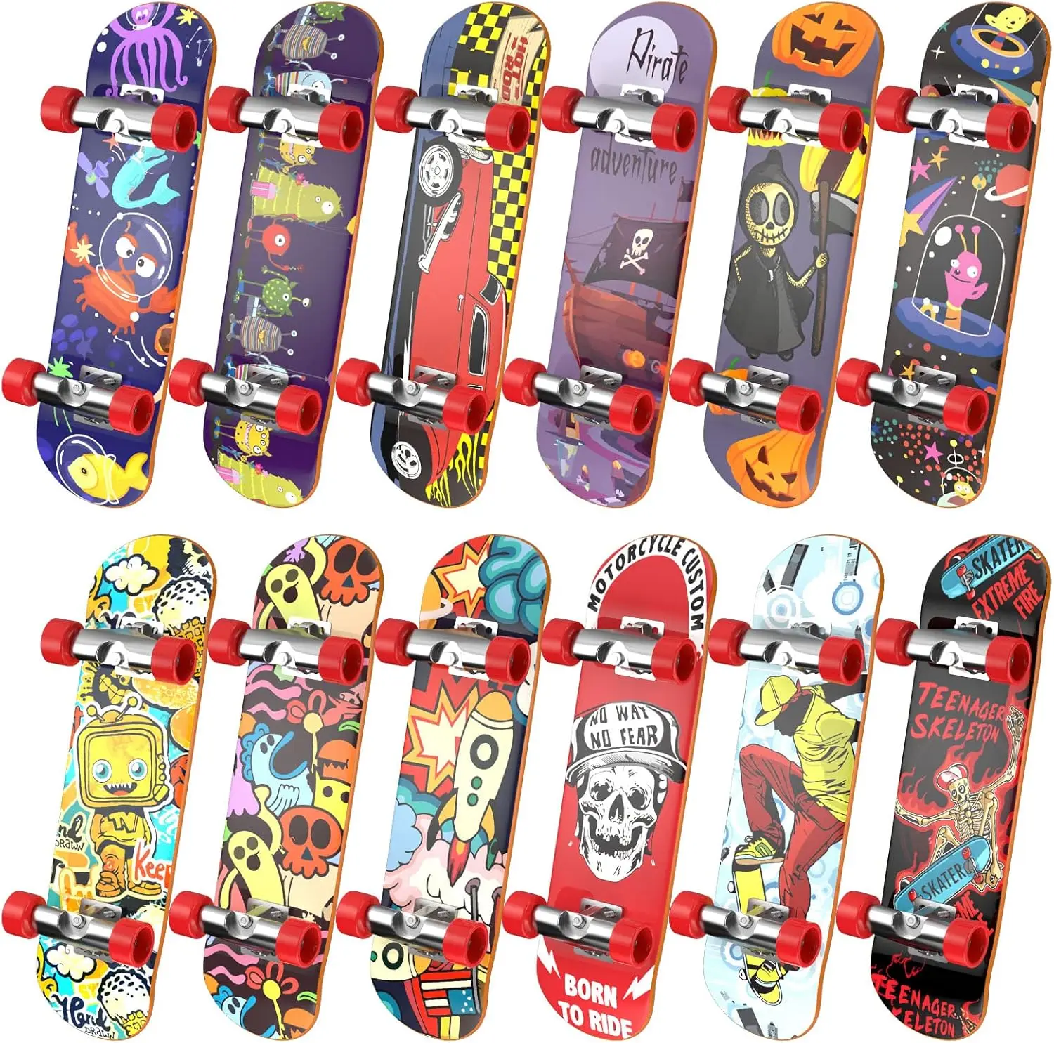 12 Pcs Finger Skateboards Set - Mini Fingerboard for Tricks, Party Favors, Gift
12 Pcs Finger Skateboards Set - Mini Fingerboard for Tricks, Party Favors, Gift
