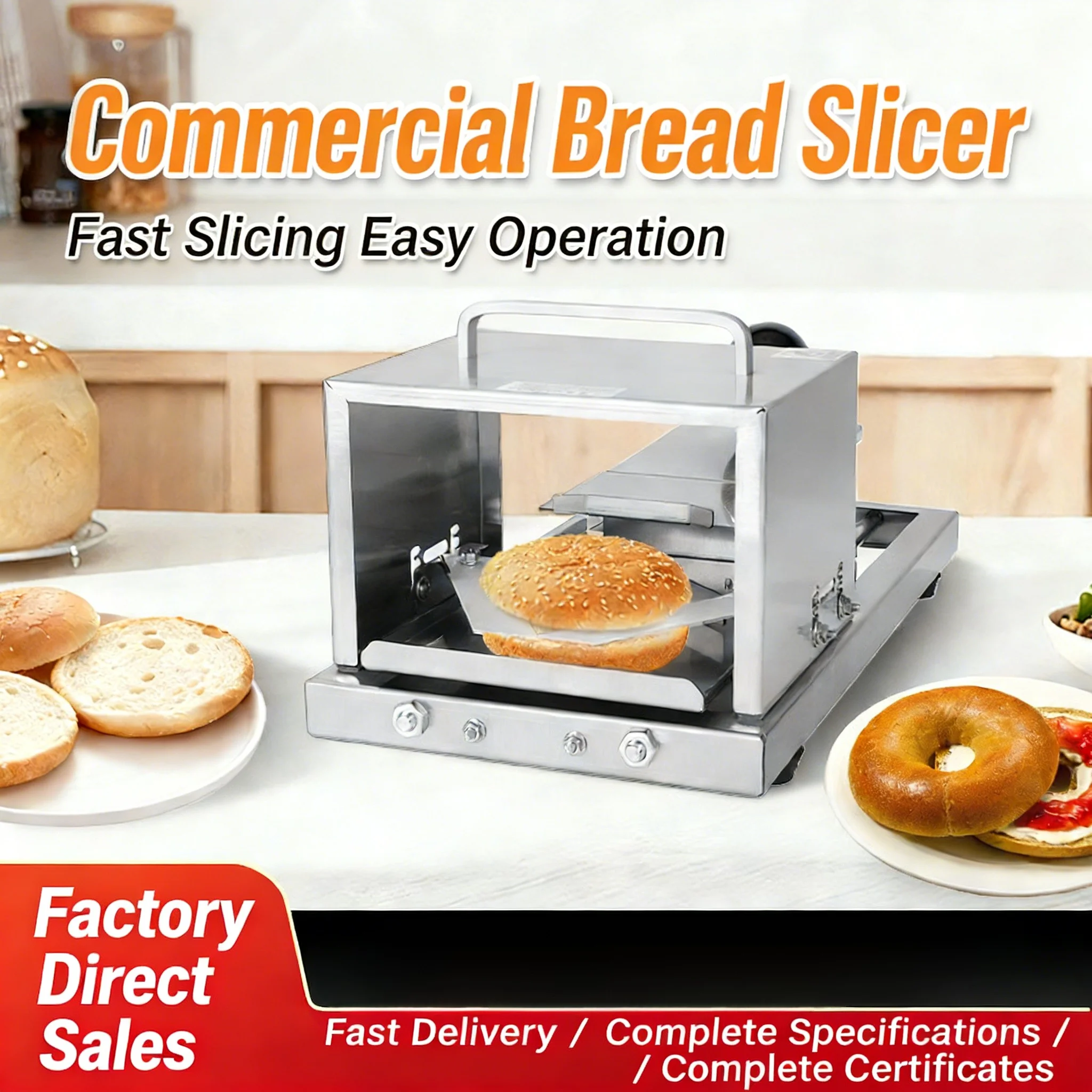 Коммерческая ручная хлеборезка для нарезки багелей, батонов и гамбургеров
Коммерческая ручная хлеборезка для нарезки багелей, батонов и гамбургеров