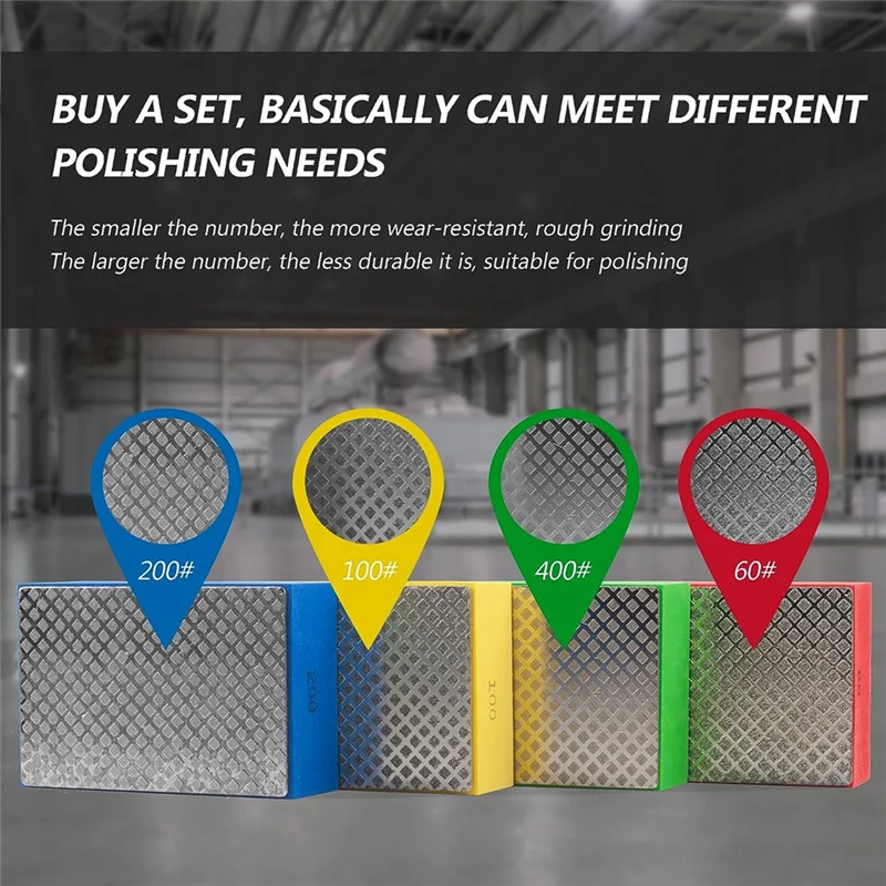 Classy-4Pack Diamond Hand Polishing Pads For Sanding Ceramics Glass Tile Concrete Stone Marble Granite, 60, 100, 200, 400 Multic
Classy-4Pack Diamond Hand Polishing Pads For Sanding Ceramics Glass Tile Concrete Stone Marble Granite, 60, 100, 200, 400 Multic