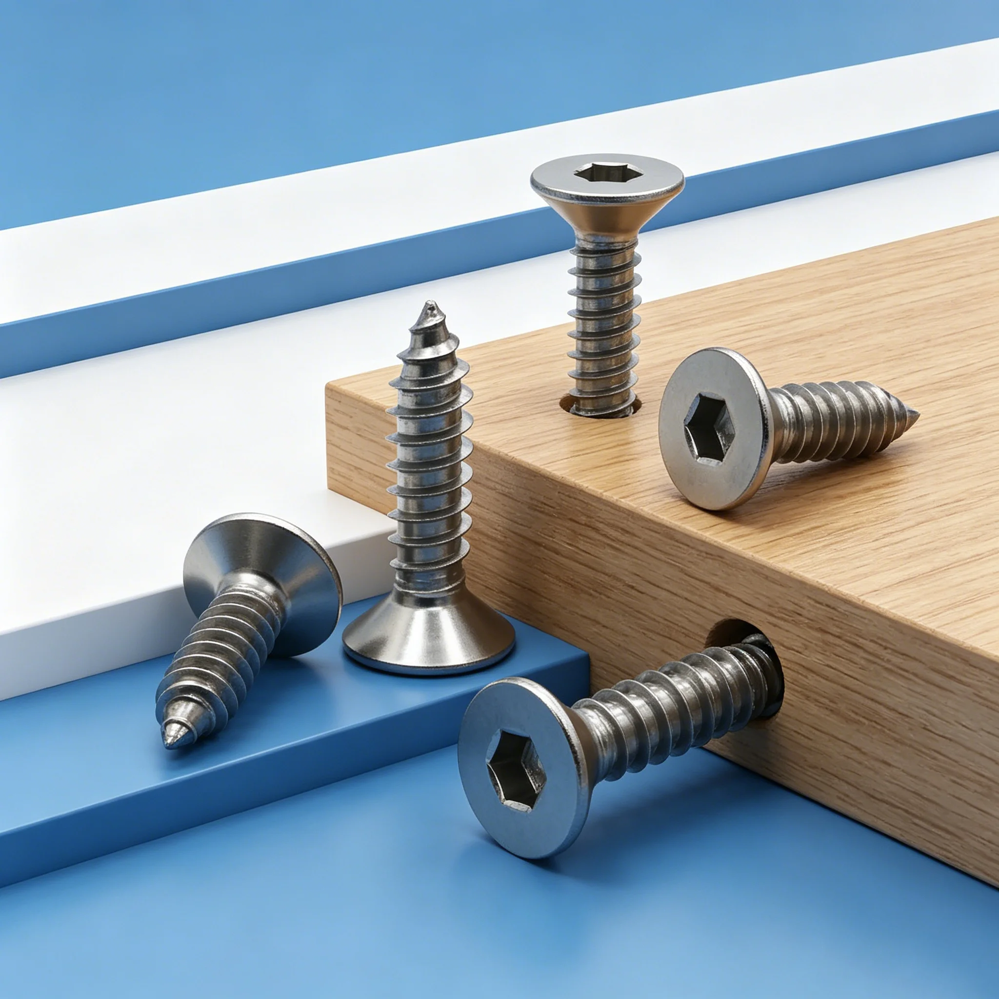 M2-M6 Allen Countersunk Head Screw 304 Stainless Steel Hex Socket Self Tapping Screws Flat Head Tapping Screws for Woodworking
M2-M6 Allen Countersunk Head Screw 304 Stainless Steel Hex Socket Self Tapping Screws Flat Head Tapping Screws for Woodworking