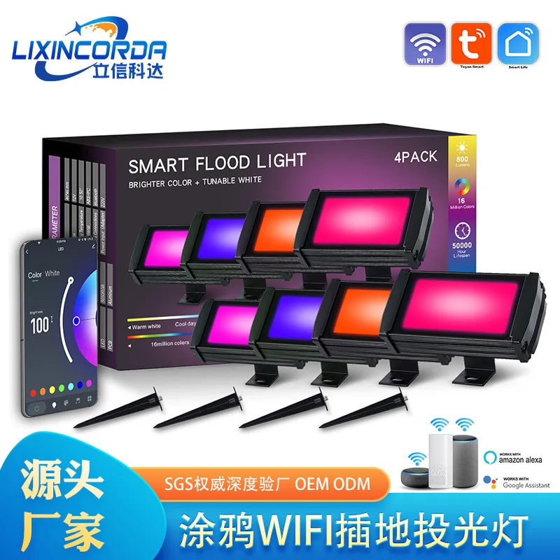 Tuya intelligent infinite dimming color matching timed outdoor waterproof floodlight rainbow Bluetooth APP landscape lawn light
Tuya intelligent infinite dimming color matching timed outdoor waterproof floodlight rainbow Bluetooth APP landscape lawn light