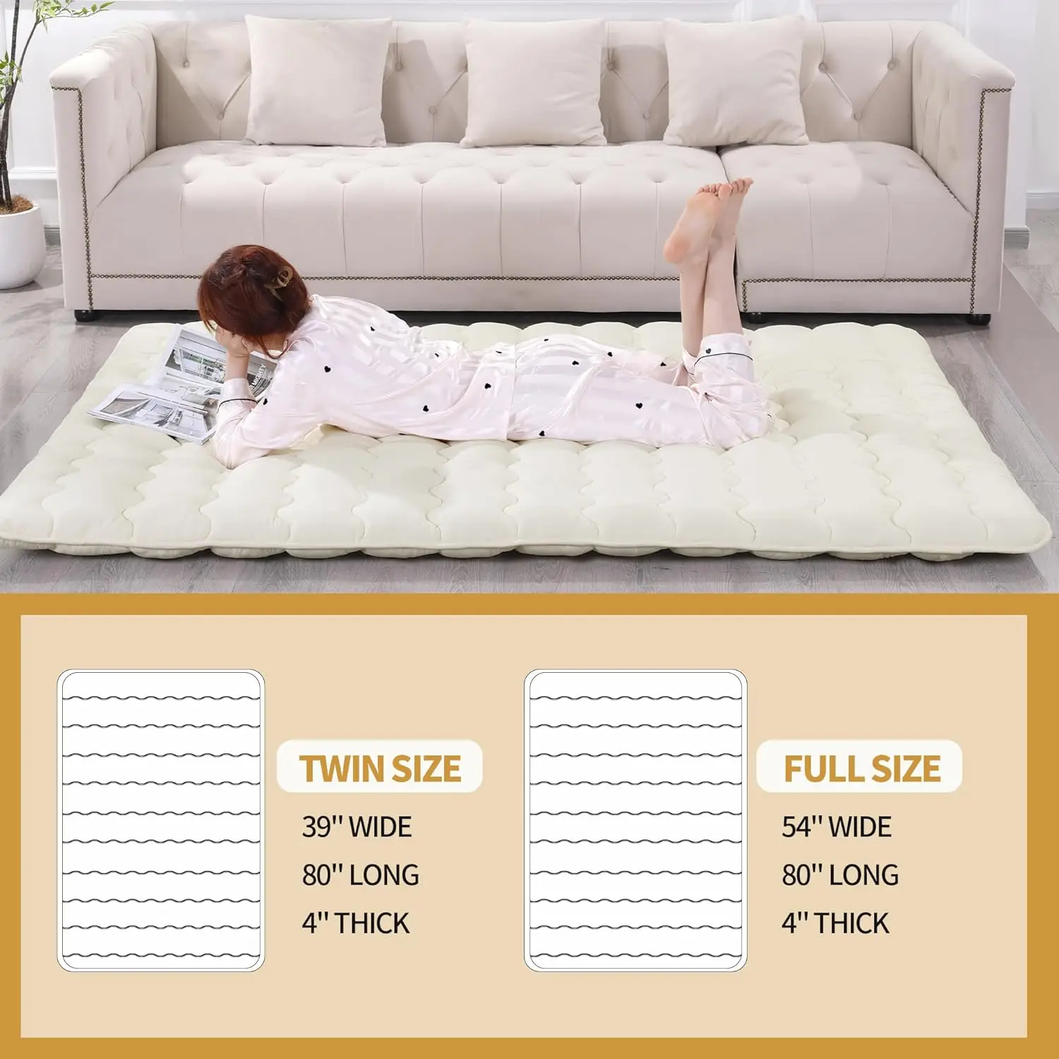 Hombys Futon Mattress Japanese Floor Mattress Full Size, Thicken 4"" Roll Up Mattress Tatami Mat Sleeping Pad, Floor Bed For
Hombys Futon Mattress Japanese Floor Mattress Full Size, Thicken 4"" Roll Up Mattress Tatami Mat Sleeping Pad, Floor Bed For