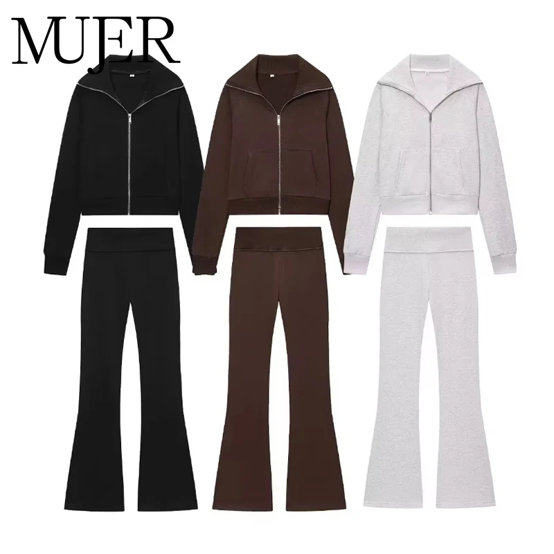 MUJER комплекты брюк-клеш для женщин, комплект из 2 предметов, флисовые женские брюки с высокой талией, укороченная женская куртка на молнии, уличная одежда, наряды
MUJER комплекты брюк-клеш для женщин, комплект из 2 предметов, флисовые женские брюки с высокой талией, укороченная женская куртка на молнии, уличная одежда, наряды