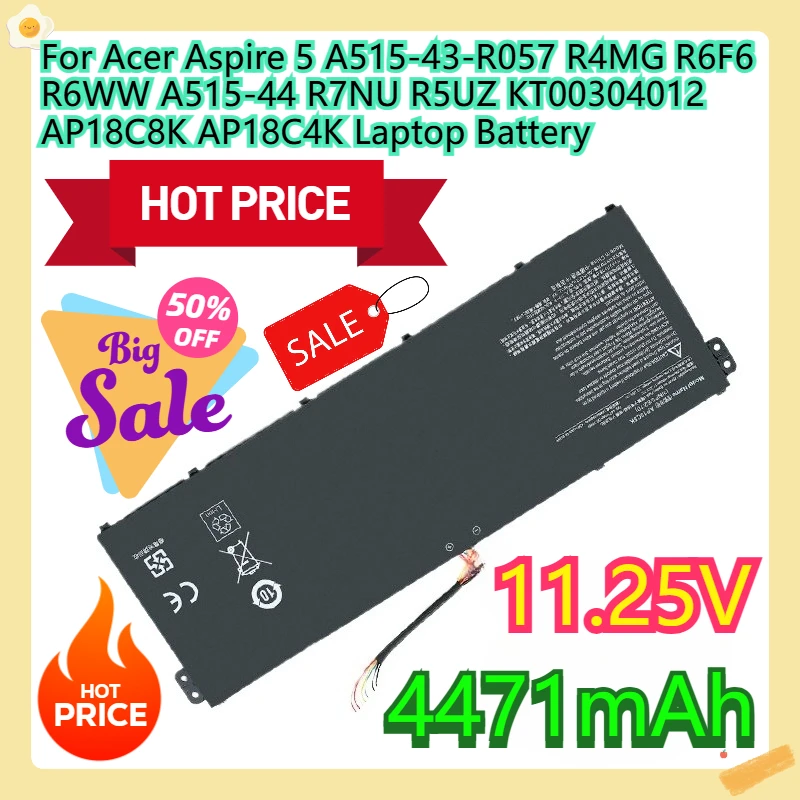 Аккумулятор для ноутбука Acer Aspire 5 A515-43-R057 R4MG R6F6 R6WW A515-44 R7NU R5UZ KT00304012 AP18C8K AP18C4K
Аккумулятор для ноутбука Acer Aspire 5 A515-43-R057 R4MG R6F6 R6WW A515-44 R7NU R5UZ KT00304012 AP18C8K AP18C4K