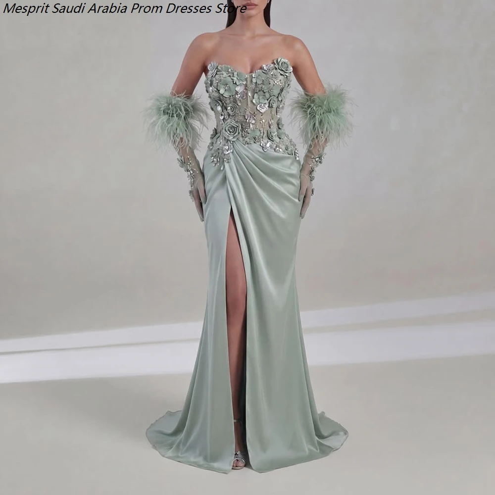 Women's Mermaid Evening Dresses Floor-length Strapless Half Sleeve Prom Dresses Fashion Flowers Crystal Feathers Customized Gown
Women's Mermaid Evening Dresses Floor-length Strapless Half Sleeve Prom Dresses Fashion Flowers Crystal Feathers Customized Gown