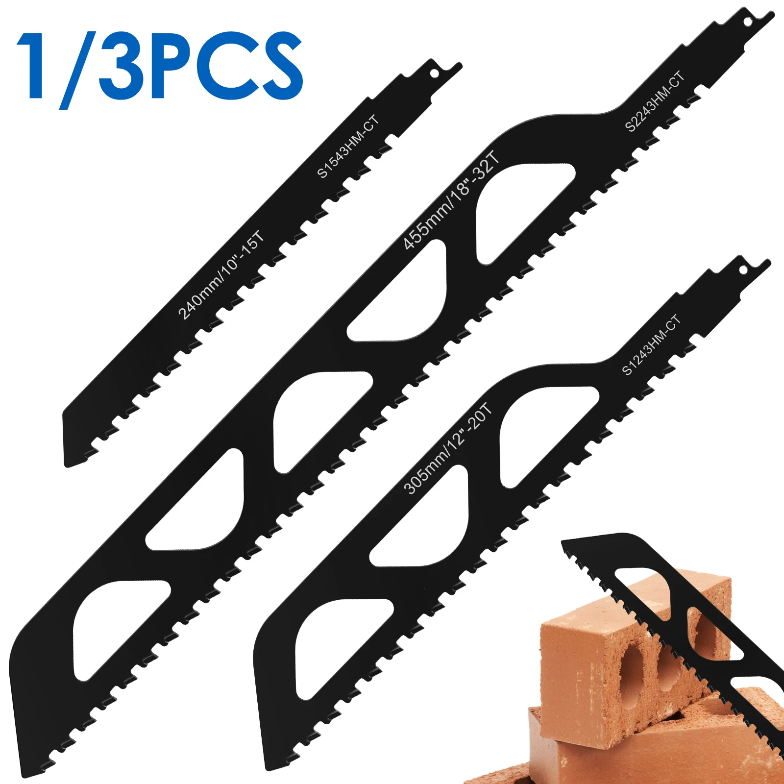 1/3Pcs Reciprocating Saw Blades Alloy Steel 2 TPI Teeth Tipped Cutting Recip Saw Blades Universal Demolition Masonry Saw Blades
1/3Pcs Reciprocating Saw Blades Alloy Steel 2 TPI Teeth Tipped Cutting Recip Saw Blades Universal Demolition Masonry Saw Blades