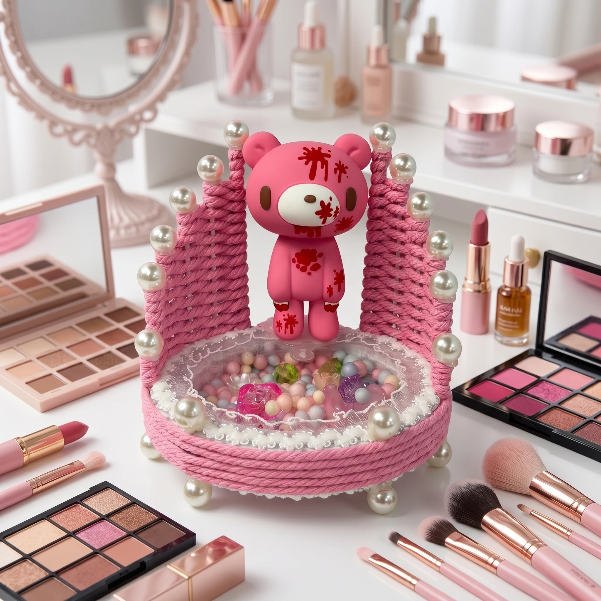 Kawaii Bear Woven Phone Stand, Pearl Lace Handmade Mobile Holder, Cute Pink Desk Ornament for Smartphone Display
Kawaii Bear Woven Phone Stand, Pearl Lace Handmade Mobile Holder, Cute Pink Desk Ornament for Smartphone Display