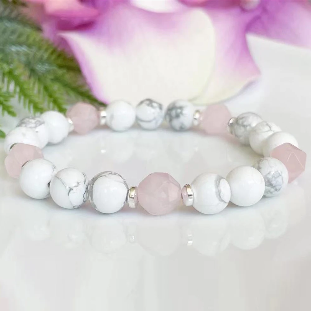 MG1579 Howlite Rose Quartz Gemstone Bracelet Anxiety Relief Love Bracelet ealing Crystals Mala Bracelet for Calming
MG1579 Howlite Rose Quartz Gemstone Bracelet Anxiety Relief Love Bracelet ealing Crystals Mala Bracelet for Calming
