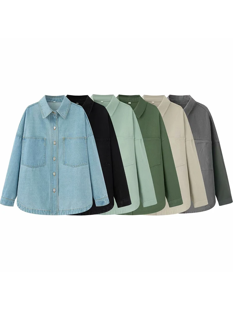 KUCLUT Women Fashion With Pockets Denim Solid Single Breasted Shirt Jacket Vintage Lapel Neck Long Sleeve Female Chic Outfits
KUCLUT Women Fashion With Pockets Denim Solid Single Breasted Shirt Jacket Vintage Lapel Neck Long Sleeve Female Chic Outfits