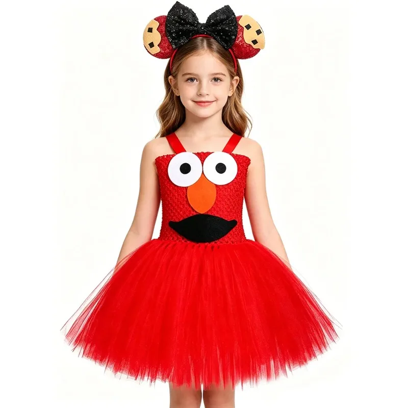 Little Girls Red Cookie Puffy Dress, Cartoon Monster-themed Tulle Dress with Headband, Kids Halloween Party Performance Outfit
Little Girls Red Cookie Puffy Dress, Cartoon Monster-themed Tulle Dress with Headband, Kids Halloween Party Performance Outfit