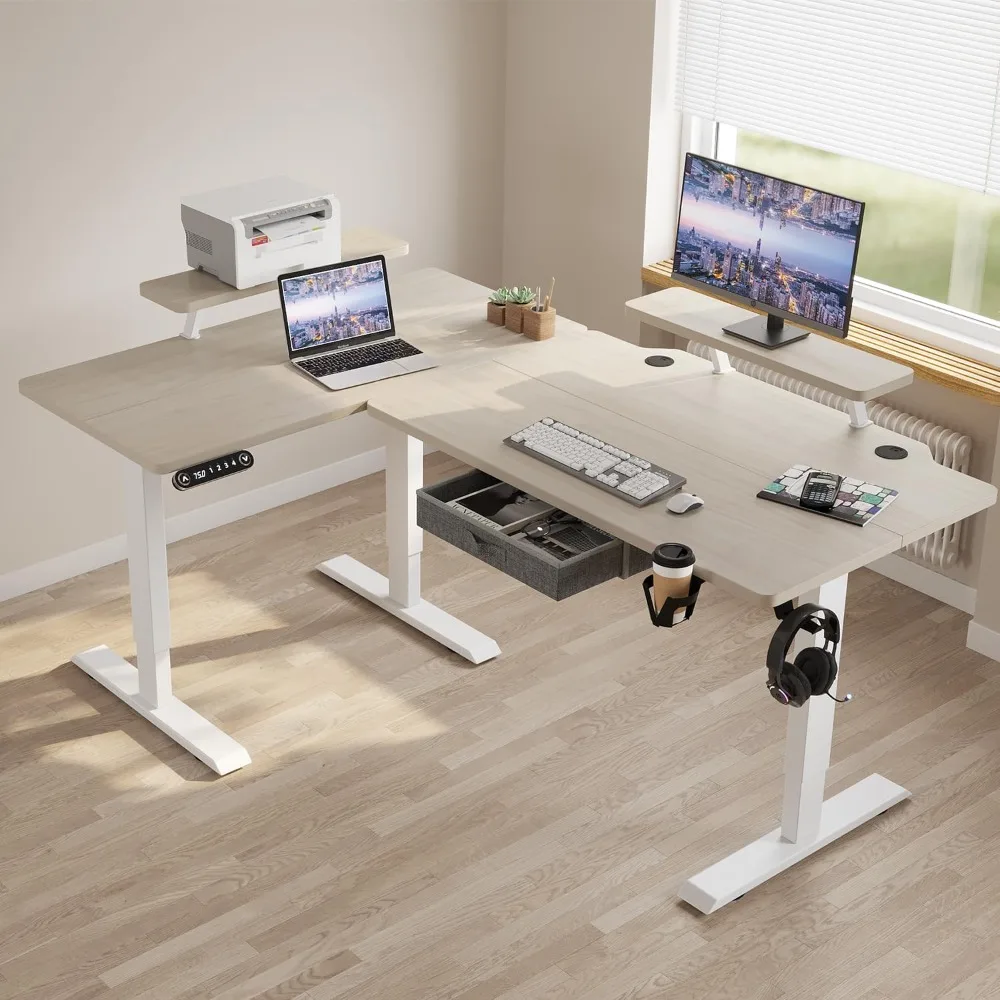 Electric L Shape Standing Desk with Drawer, 63x47 Inches Height Adjustable Sit Stand Up Desk with Storage Shelf, Home Office Des
Electric L Shape Standing Desk with Drawer, 63x47 Inches Height Adjustable Sit Stand Up Desk with Storage Shelf, Home Office Des