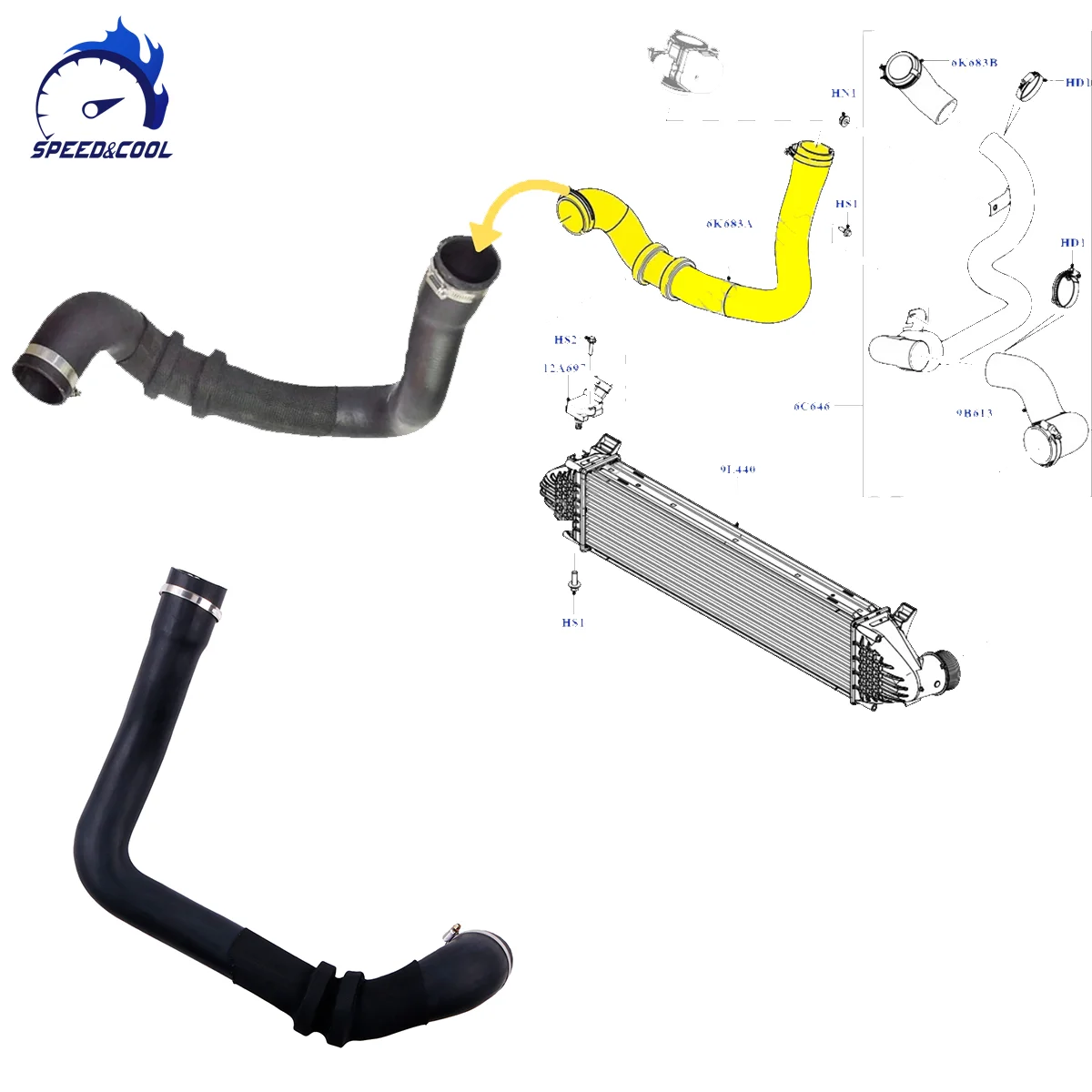 SPEED&COOL Turbo Intercooler Hose for Range Rover EVOUQE DISCOVERY SPORT 2.2 D LR066436
SPEED&COOL Turbo Intercooler Hose for Range Rover EVOUQE DISCOVERY SPORT 2.2 D LR066436
