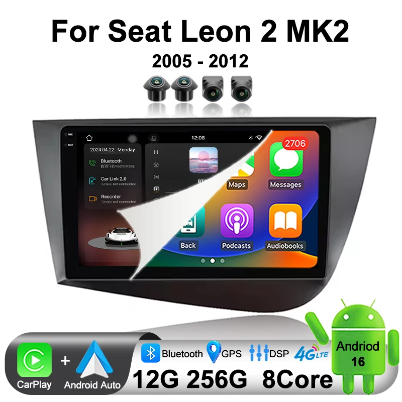 Car Radio Android 16 left hand drive Carplay For Seat Leon 2 MK2 2005-2012 Multimedia Video Player Stereo DSP 360 Camera Wifi 4G
Car Radio Android 16 left hand drive Carplay For Seat Leon 2 MK2 2005-2012 Multimedia Video Player Stereo DSP 360 Camera Wifi 4G