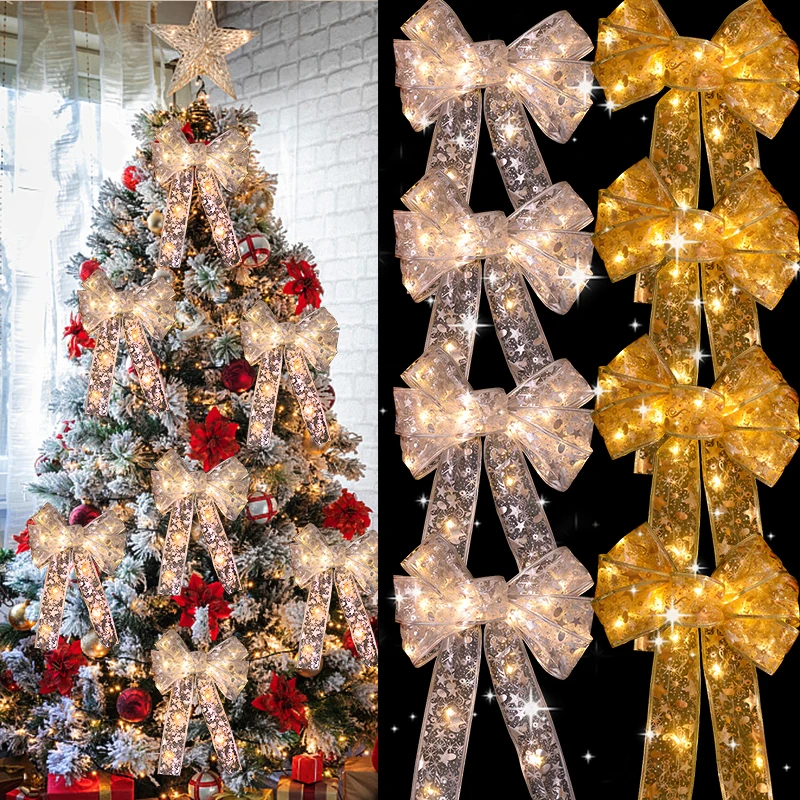 Christmas Decoration LED Ribbon Lights DIY Lace Bows String Light Christmas Tree Ornaments for Navidad Gift New Year Home Decor
Christmas Decoration LED Ribbon Lights DIY Lace Bows String Light Christmas Tree Ornaments for Navidad Gift New Year Home Decor