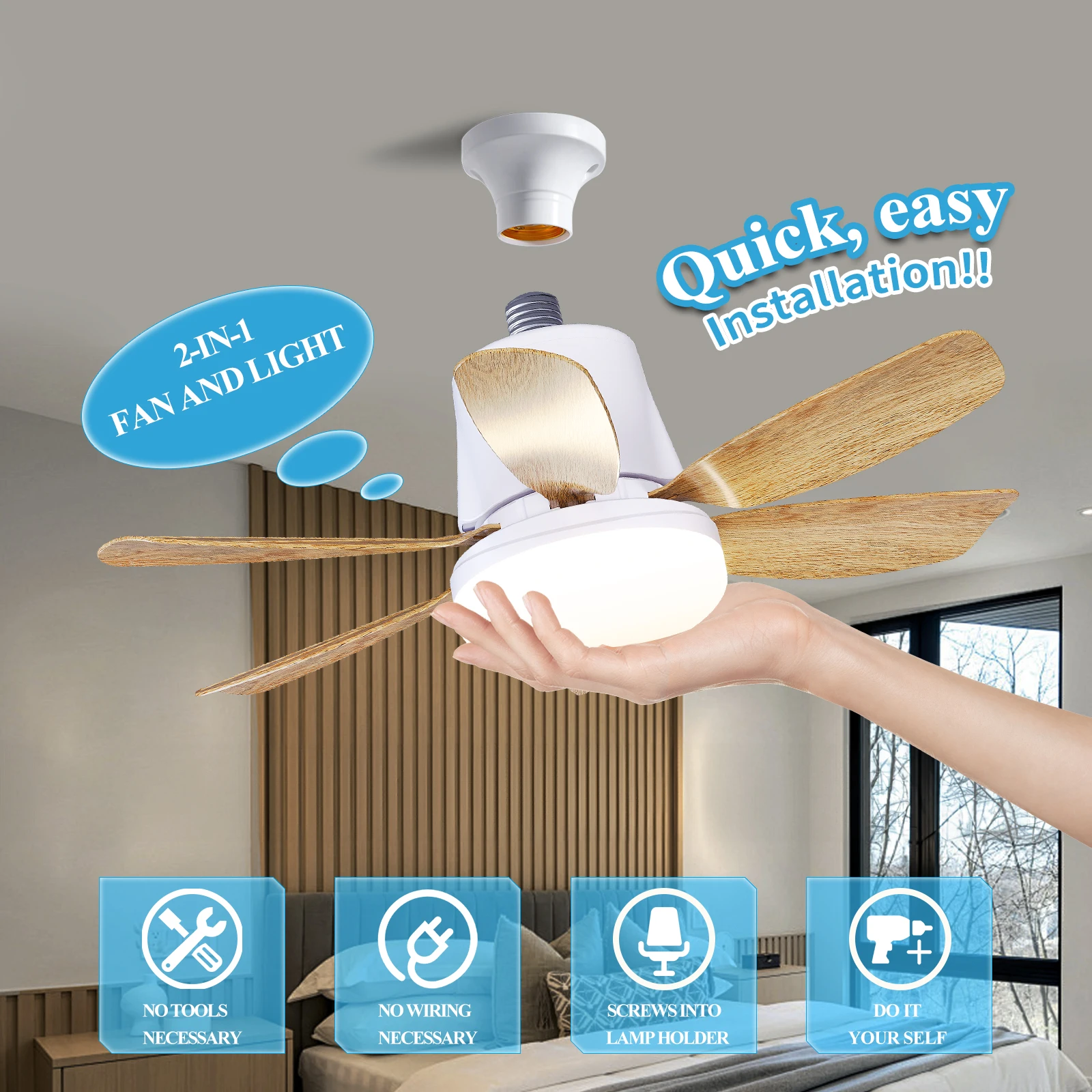 Ceiling Led Fan Light Moving Head Intelligent Dimming E27 Fan Bulb Home Decor 360 Rotating Remote Control Modern Ceiling Fan 
Ceiling Led Fan Light Moving Head Intelligent Dimming E27 Fan Bulb Home Decor 360 Rotating Remote Control Modern Ceiling Fan