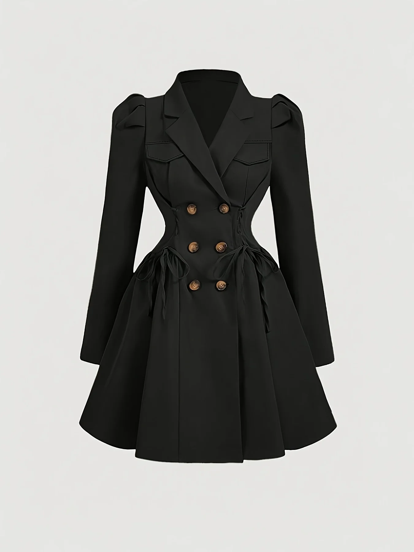 Women's Retro Double-Breasted Jacket Coat Casual Spring Autumn Mid-Length Bubble Sleeve Waist-Cinched Princess Skirt Unlined
Women's Retro Double-Breasted Jacket Coat Casual Spring Autumn Mid-Length Bubble Sleeve Waist-Cinched Princess Skirt Unlined