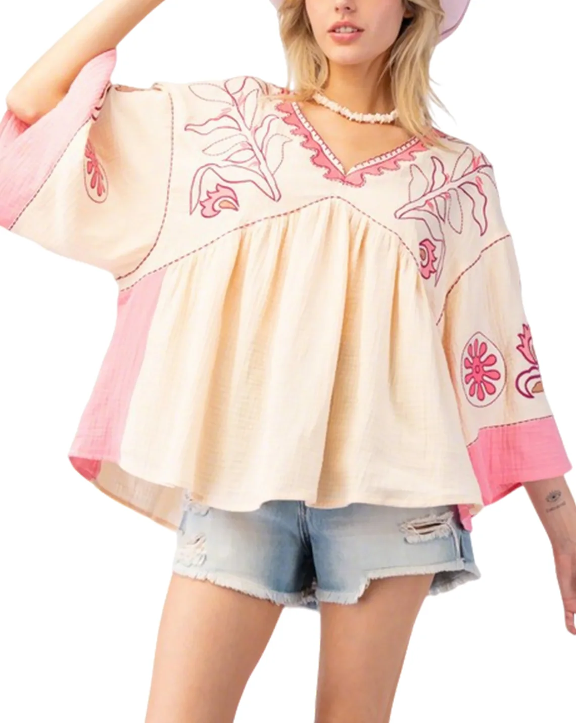 Женские топы Babydoll с цветочной вышивкой, летняя блузка в стиле бохо с коротким рукавом и v-образным вырезом, свободные футболки для пляжного отдыха
Женские топы Babydoll с цветочной вышивкой, летняя блузка в стиле бохо с коротким рукавом и v-образным вырезом, свободные футболки для пляжного отдыха