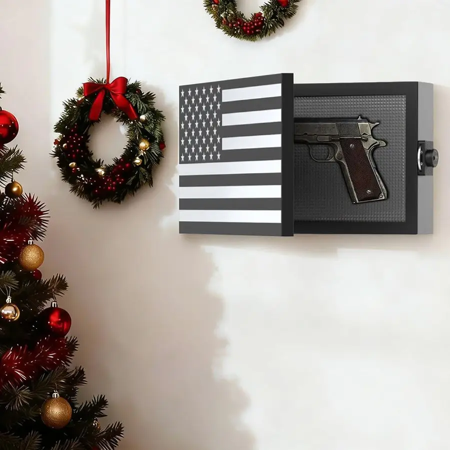 Flag Hidden Gun Safe, American Flag Wall Hanging Concealed Gun Cabinet, Combination Lock All Iron Frame for Police Gift, 17 x 10
Flag Hidden Gun Safe, American Flag Wall Hanging Concealed Gun Cabinet, Combination Lock All Iron Frame for Police Gift, 17 x 10