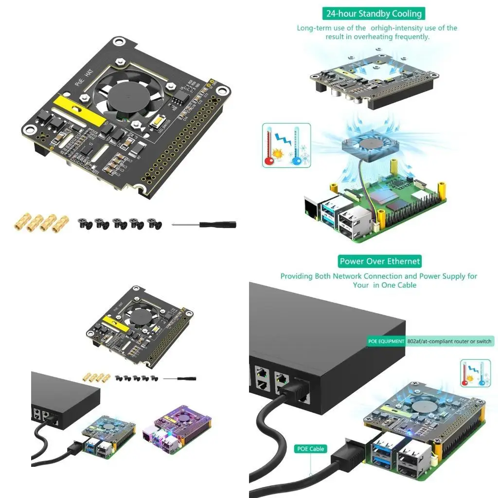 Плата адаптера Ethernet 31BA POE HAT 802.3Af/At GPIO Плата расширения для компьютерного сетевого решения RPi 5
Плата адаптера Ethernet 31BA POE HAT 802.3Af/At GPIO Плата расширения для компьютерного сетевого решения RPi 5
