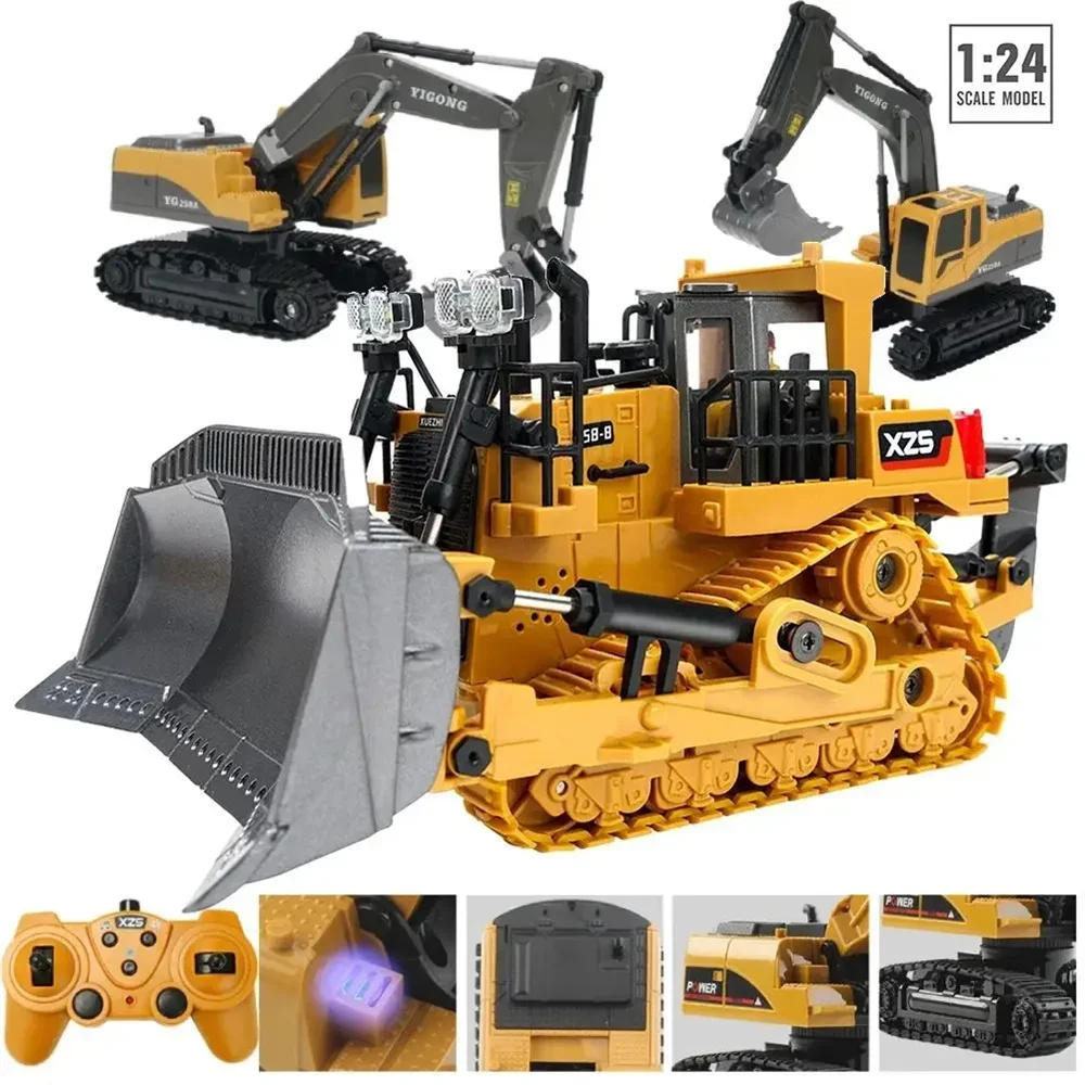 1:24 9CH Multifunctional RC Bulldozer Crawler Type Alloy/Plastic Shovel Engineering Forklift Heavy Excavator toy gifts for kids
1:24 9CH Multifunctional RC Bulldozer Crawler Type Alloy/Plastic Shovel Engineering Forklift Heavy Excavator toy gifts for kids