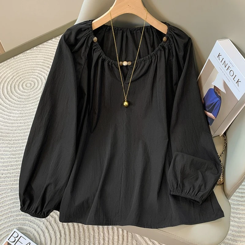 Простая рубашка с рукавами-пузырьками во французском стиле, рубашки больших размеров, женские весенне-осенние 2325, новые повседневные блузки
Простая рубашка с рукавами-пузырьками во французском стиле, рубашки больших размеров, женские весенне-осенние 2325, новые повседневные блузки