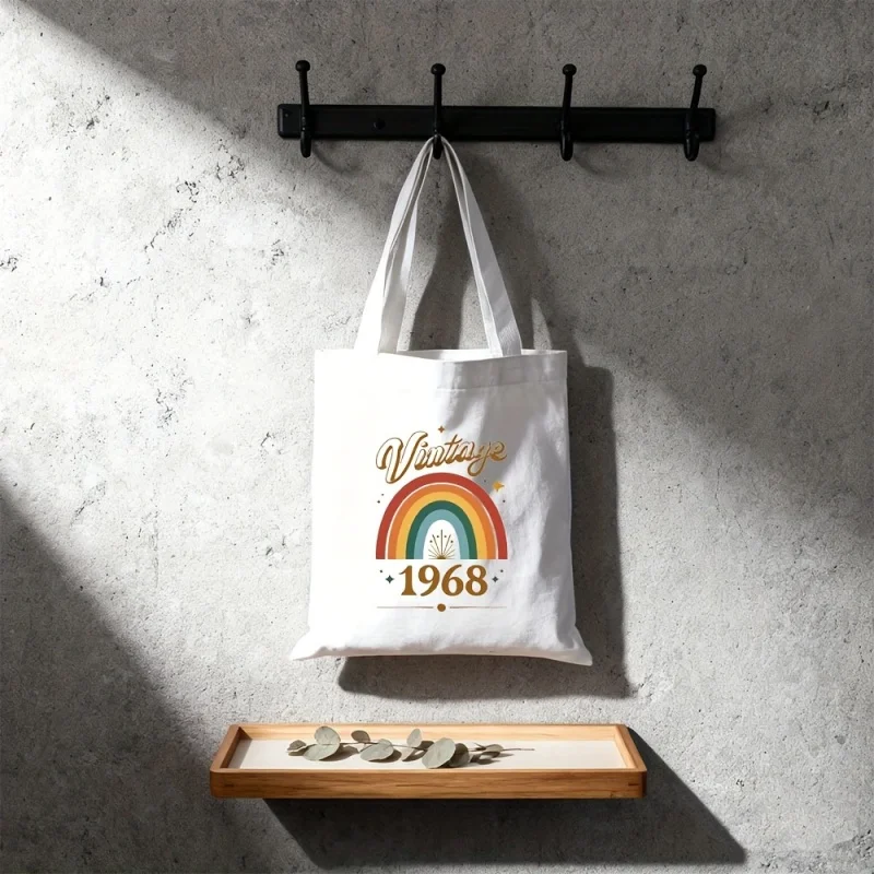 Artistic retro rainbow 1968 printed canvas bag, foldable shoulder bag, environmentally friendly and durable shopping bag, suitab
Artistic retro rainbow 1968 printed canvas bag, foldable shoulder bag, environmentally friendly and durable shopping bag, suitab