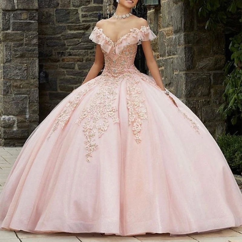 Pink 3D Flower Quinceanera Dress Off Shoulder Sparkling Crystal Ball Gown Corset Sweet 15th Princess Birthday Party Dress
Pink 3D Flower Quinceanera Dress Off Shoulder Sparkling Crystal Ball Gown Corset Sweet 15th Princess Birthday Party Dress